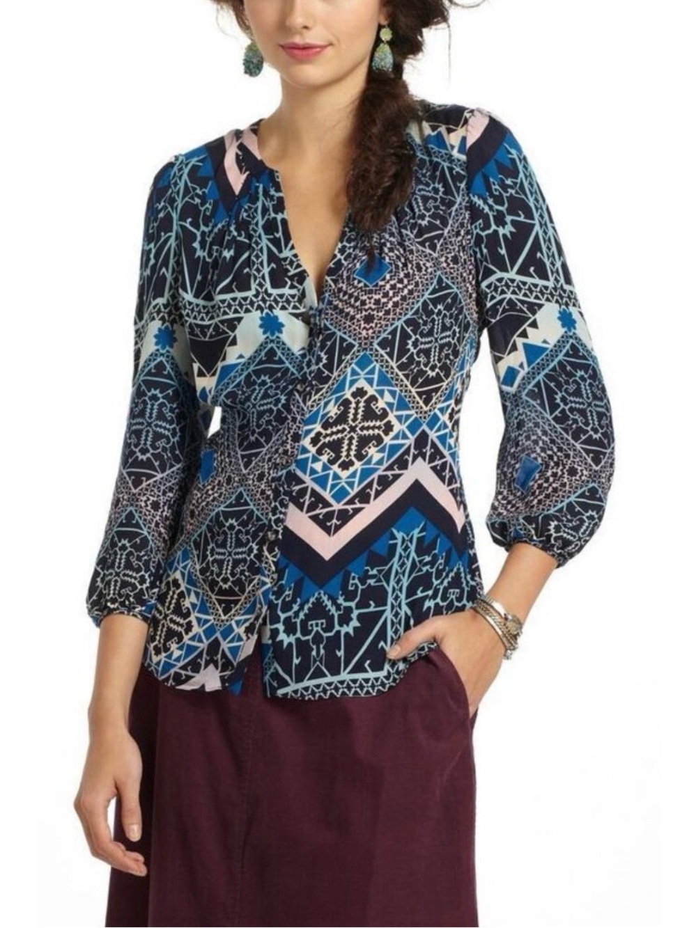 Anthropologie LEIFSDOTTIR JEREZ SILK BUTTON DOWN BLOUSE